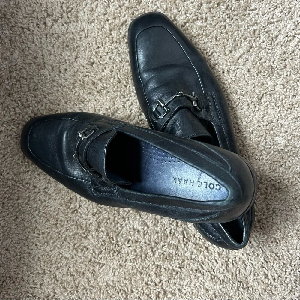 M Black Cole Haan Essentials Leather Bit Buckle Loafers Size 9.5 |F21